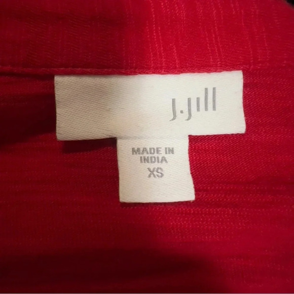 J. Jill Red Split Collar & Split Hem Long Sleeve Embroidered Cotton Tunic XS - Picture 5 of 8